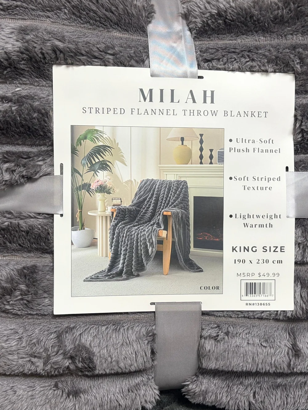 MILAH Striped Flannel Throw Blanket - Pink